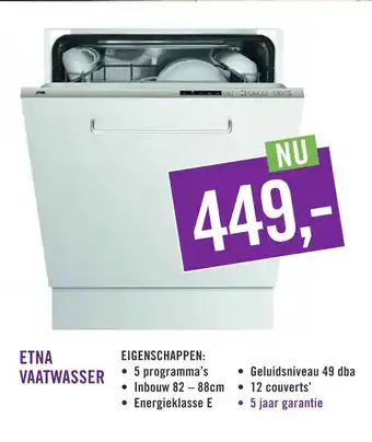 Keukendepot Etna vaatwasser aanbieding