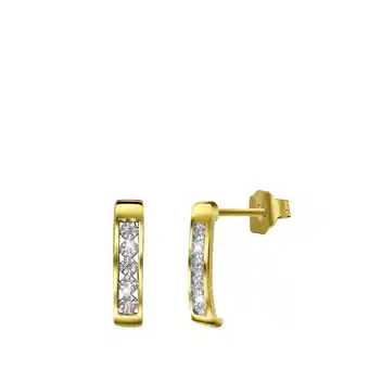 Lucardi 14 karaat geelgouden oorbellen met diamant 0,02ct aanbieding