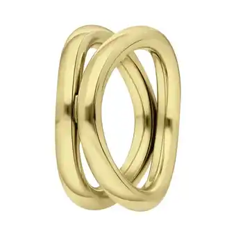 Lucardi Gerecycled stalen 18 karaat goldplated ring amandine aanbieding