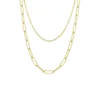 Lucardi Gerecycled stalen goldplated dubbele ketting aanbieding