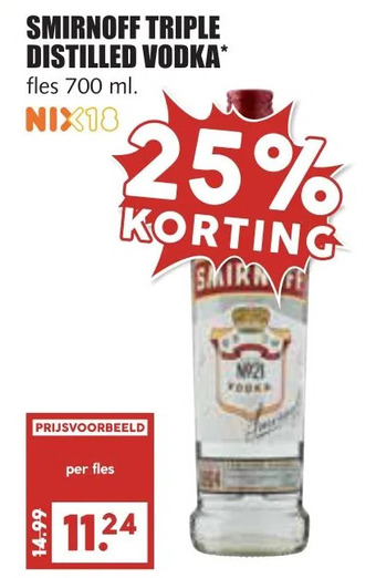 MCD Supermarkt Smirnoff triple distilled vodka* aanbieding