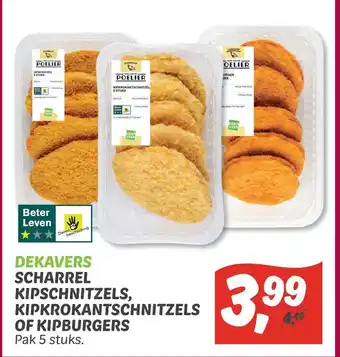 Dekamarkt Scharrel kipschnitzels, kipkrokantschnitzels of kipburgers aanbieding