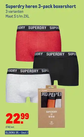 Makro Superdry heren 3-pack boxershort aanbieding