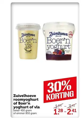 Coop Zuivelhoeve roomyoghurt of boer'n yoghurt of vla aanbieding