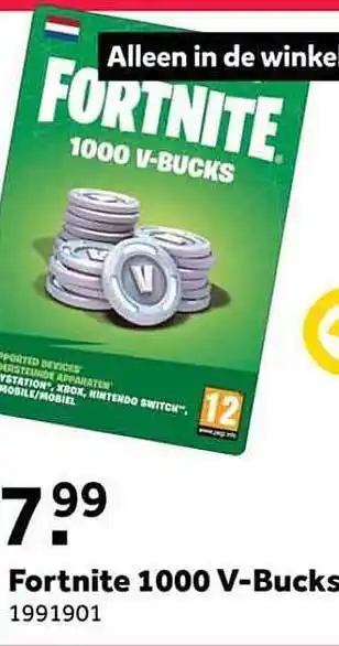 Intertoys Fortnite 1000 v-bucks aanbieding