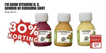 MCD Supermarkt I'm good vitamine d, c, gember of kurkuma shot 30% korting aanbieding