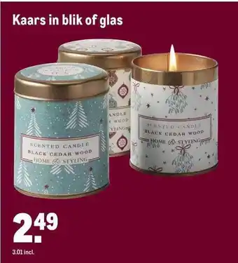 Makro Kaars in blik of glas aanbieding