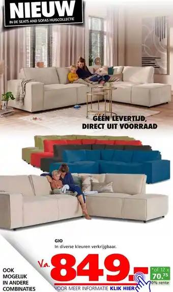 Seats and Sofas Gio hoekbank aanbieding