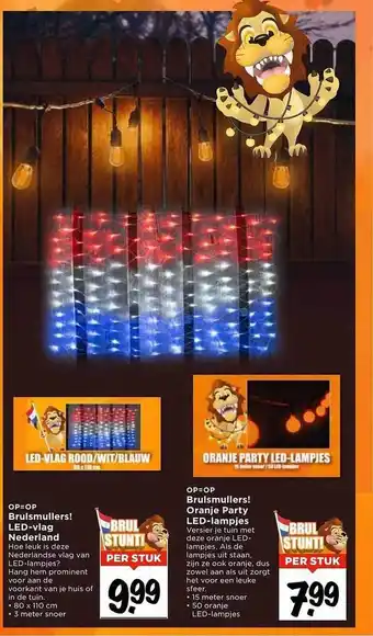 Vomar Voordeelmarkt Brulsmullers oranje party led-lampjes of brulsmullers led-vlag nederland aanbieding