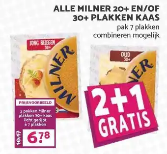 MCD Supermarkt Alle milner 20+ en-of 30+ plakken kaas 2+1 gratis aanbieding