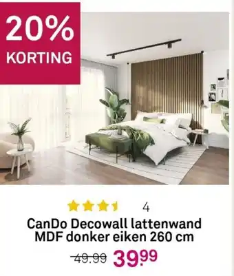 Karwei CanDo decowall lattenwand MDF donker eiken 260 cm. aanbieding