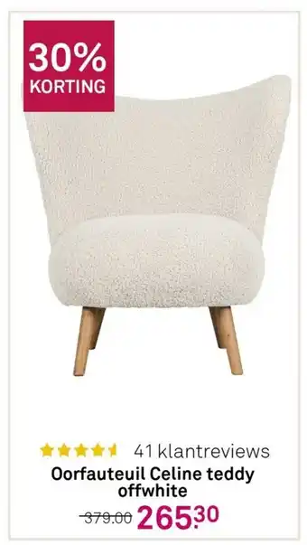 Karwei Oorfauteuil Celine teddy offwhite aanbieding