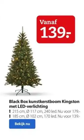 Boerenbond Black box kunstkerstboom kingston met led-verlichting aanbieding