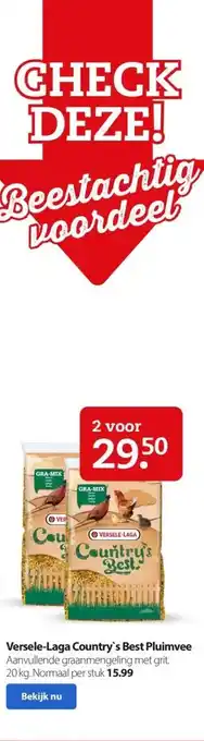 Boerenbond Versele-laga country's best pluimvee aanvullende graanmengeling met grit. 20 kg. normaal per stuk 15.99 aanbieding