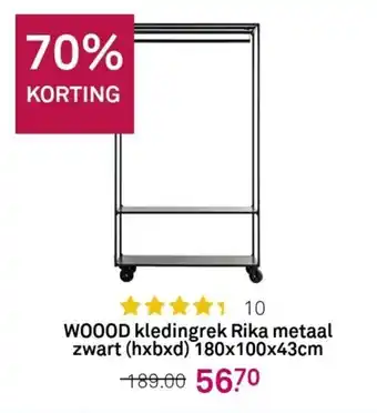 Karwei Woood kledingrek Rika metaal zwart 180x100x43 cm aanbieding