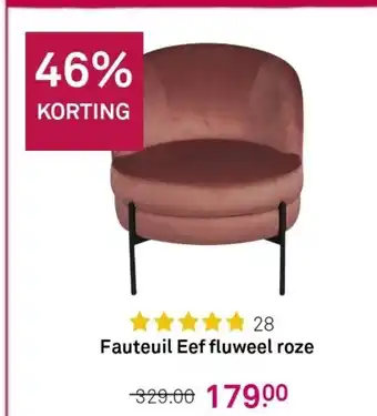 Karwei Fauteuil Eef fluweel roze aanbieding