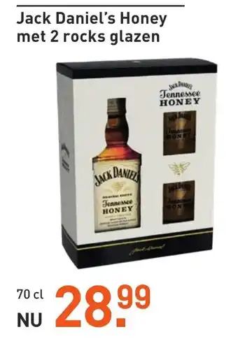 Gall & Gall Jack Daniel's Honey met 2 rocks glazen 70 cl aanbieding