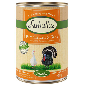 Zooplus 6x400g kalkoenhart & gans lukullus hondenvoer aanbieding