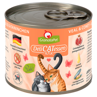 Zooplus 6x200g granatapet delicatessen kalf & konijn kattenvoer aanbieding