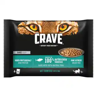 Zooplus Crave kat maaltijdzakjes multipack kattenvoer 4 x 85 g - sauce met tonijn aanbieding