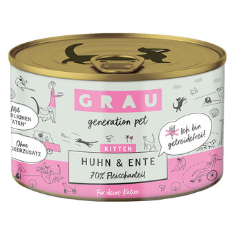 Zooplus 6x200g kitten kip/eend bliksmulpotjes grau kattenvoer aanbieding
