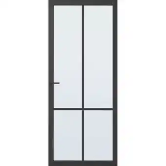 Praxis Cando capital binnendeur topeka zwart mat glas opdek links 78x201,5 cm aanbieding