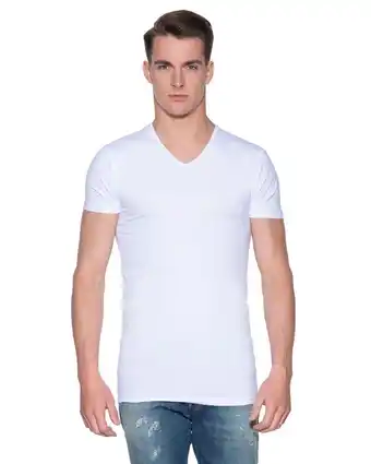 Only for Men Slater stretch heren t-shirt v-hals 2-pack aanbieding