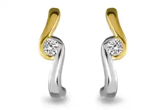 Siebel Juweliers Gouden bicolor oorknoppen 0.26 ct diamant aanbieding