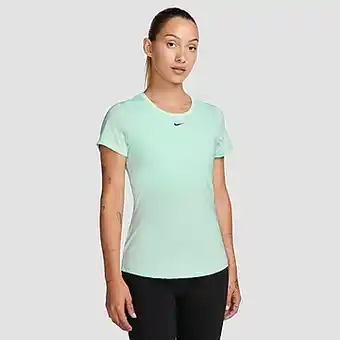 Perry Sport Nike one dri-fit slim sportshirt turquoise/groen dames aanbieding