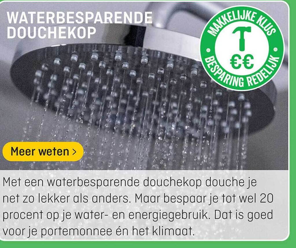 Waterbesparende douchekop aanbieding bij Hubo