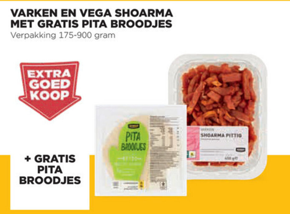Varken en vega shoarma met gratis pita broodjes aanbieding bij Jumbo
