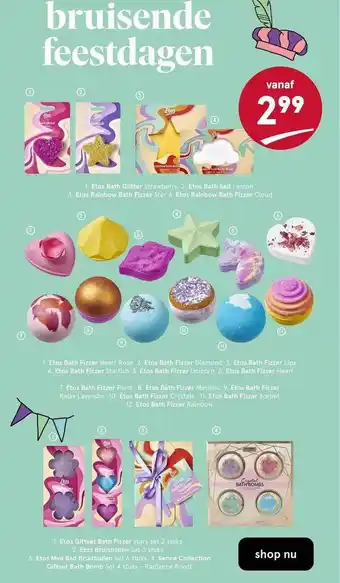 Etos Etos bath fizzer, etos giftset bath fizzer, etos bruisballen, etos mini bad bruisballen of sence collection giftset bath bomb aanbieding