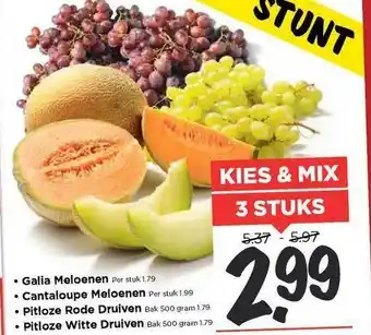 Vomar Voordeelmarkt Galia Meloenen, Cantaloupe Meloenen, Pitloze Rode Druiven Of Pitloze Witte Druiven aanbieding