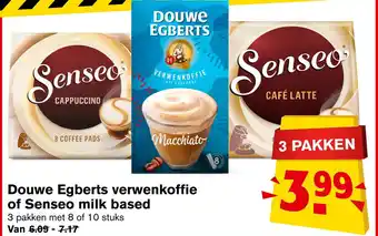 Hoogvliet Douwe Egberts verwenkoffie of Senseo milk based aanbieding