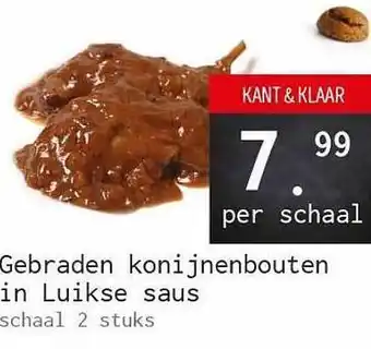 Naanhof Gebraden konijnenbouten in luikse saus aanbieding