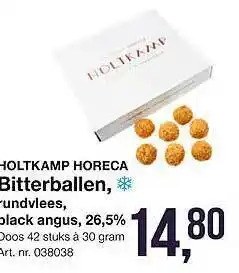 Bidfood Holtkamp horeca bitterballen, rundvlees, black angus, 26,5% aanbieding