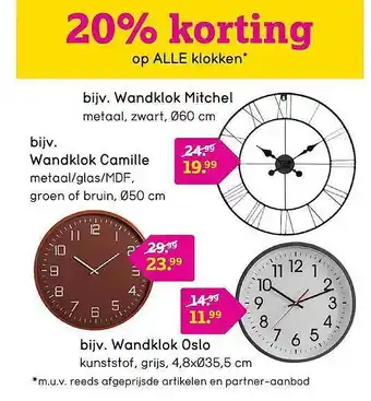 Leen Bakker Wandklok camille of wandklok oslo aanbieding