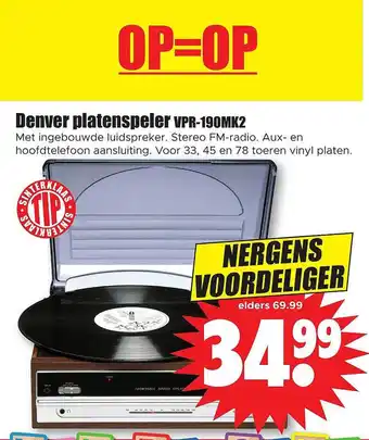 Dirk Denver platenspeler vpr-190mk2 aanbieding