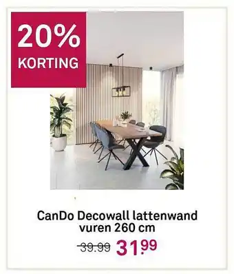 Karwei Cando decowall lattenwand vuren 260 cm 20% korting aanbieding