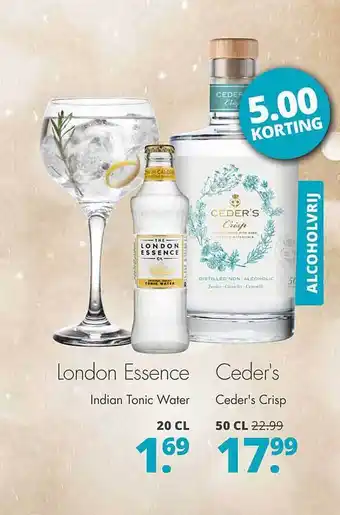 Mitra London essence indian tonic water, ceder's ceder's crisp aanbieding