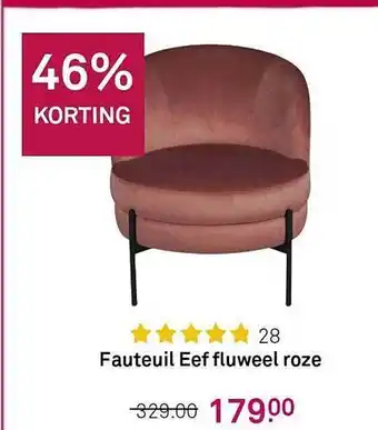 Karwei Fauteui eef fluweel roze 46% korting aanbieding