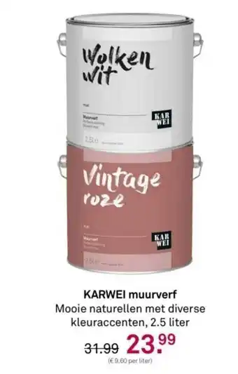 Karwei Karwei muurverf mooie naturellen met diverse kleuraccenten, 2.5 liter aanbieding