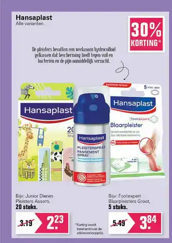 De Online Drogist Hansaplat Junior Dieren Pleisters Assorti Of Footexpert Blaarpleisters Groot 30% Korting aanbieding