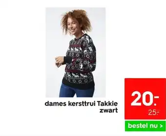 HEMA Dames kersttrui takkie zwart aanbieding