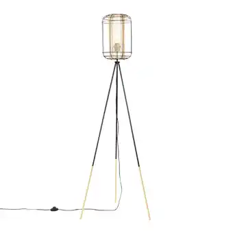 Lampenlicht.nl Design vloerlamp tripod zwart met goud - gaze aanbieding