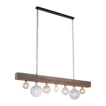 Lampenlicht.nl Industriële hanglamp zwart met hout 5-lichts - rodu aanbieding