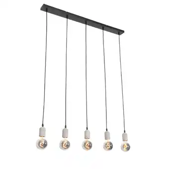 Lampenlicht.nl Hanglamp zwart met beton 5-lichts - pedra aanbieding