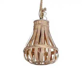 Lampenlicht.nl Landelijke hanglamp hout met touw 34cm - excalibur aanbieding