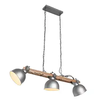 Lampenlicht.nl Industriële hanglamp staal met bruin 3-lichts - mangoes aanbieding