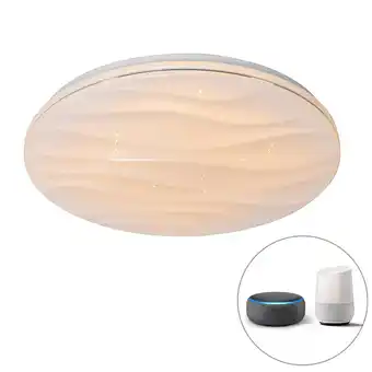 Lampenlicht.nl Smart plafondlamp wit 48 cm incl. led en dimmer - damla aanbieding